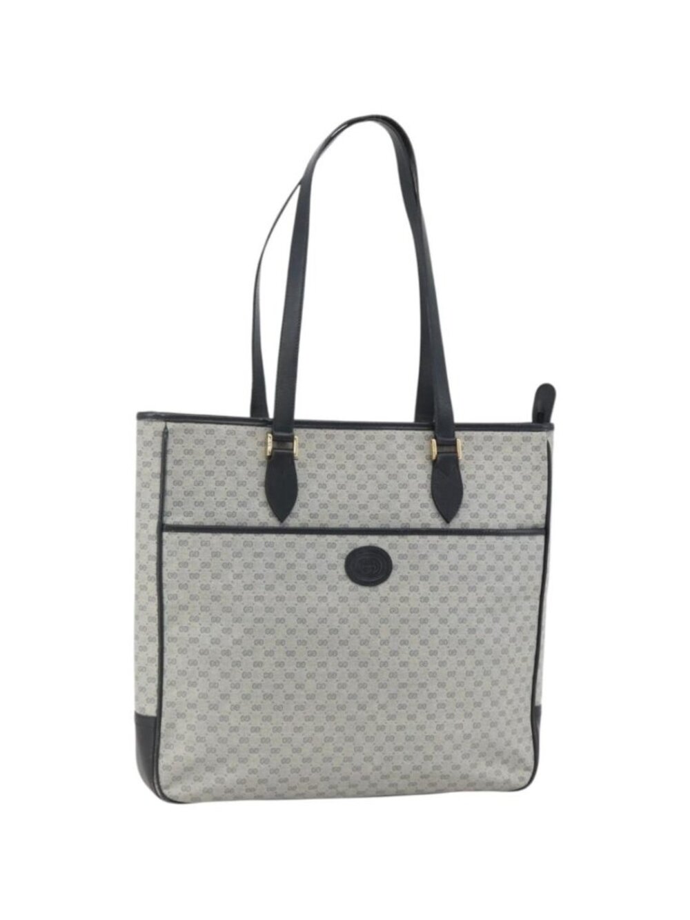 GUCCI Micro GG Supreme Tote Bag PVC Navy Gold 002 39 0149